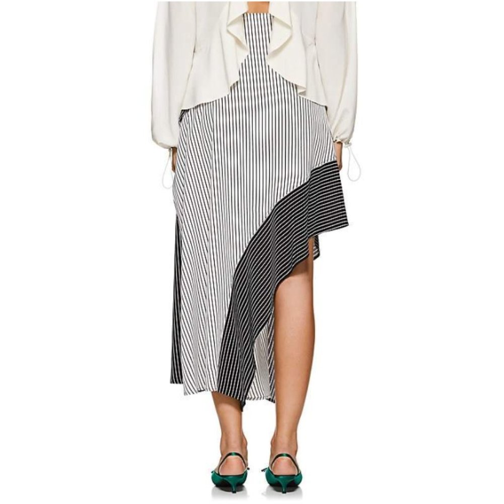 New Robert Rodriguez asymmetric stripe crepe contrast panel high rise midi skirt - Picture 4 of 14